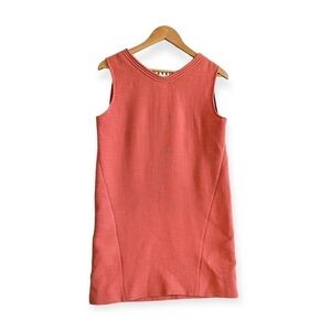 Marni Virgin Wool Salmon Pink Sleeveless Mini Dress, Size 42 Italy